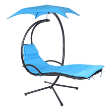 Load image into Gallery viewer, Hanging Curved Steel Chaise Lounge Chair Swing W/Built-in Pillow And Canopy