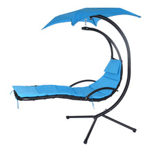 Load image into Gallery viewer, Hanging Curved Steel Chaise Lounge Chair Swing W/Built-in Pillow And Canopy