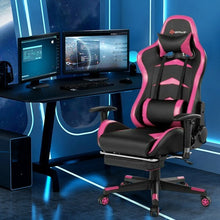 Load image into Gallery viewer, Massage Gaming Chair with Footrest-Pink - Color: Pink