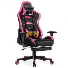 Load image into Gallery viewer, Massage Gaming Chair with Footrest-Pink - Color: Pink